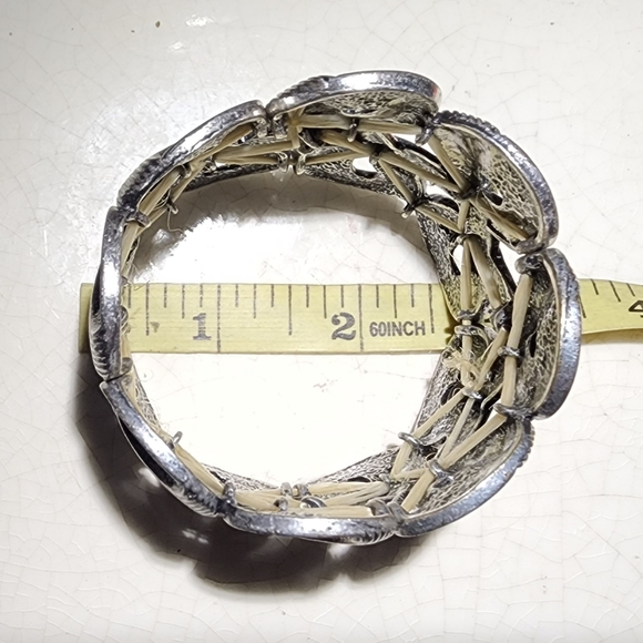 90s Wide figure 8 infinity silver woven stretch bracelet - Picture 5 of 5